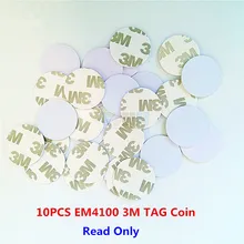 10Pcs/lot 125khz EM4100 TK4100 3M Adhesive Coin Tag RFID Card 20/25mm Read Only Access Control Card
