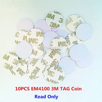 

10Pcs/lot 125khz EM4100 TK4100 3M Adhesive Coin Tag RFID Card 20/25mm Read Only Access Control Card