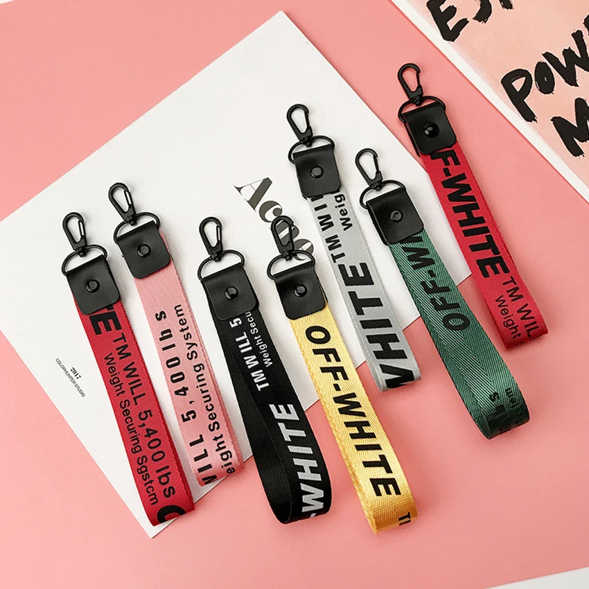 Off White Ribbon Keychain Women Phone Case font b Wallet b font font b key b