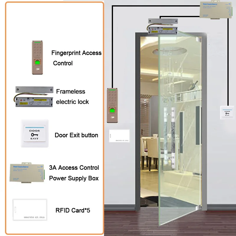 Eseye RFID система контроля доступа Комплект Дверной замок набор Электрический магнитный замок ID карта Мощность Поставщик коробка дверь кнопка выхода - Цвет: Access Control Set