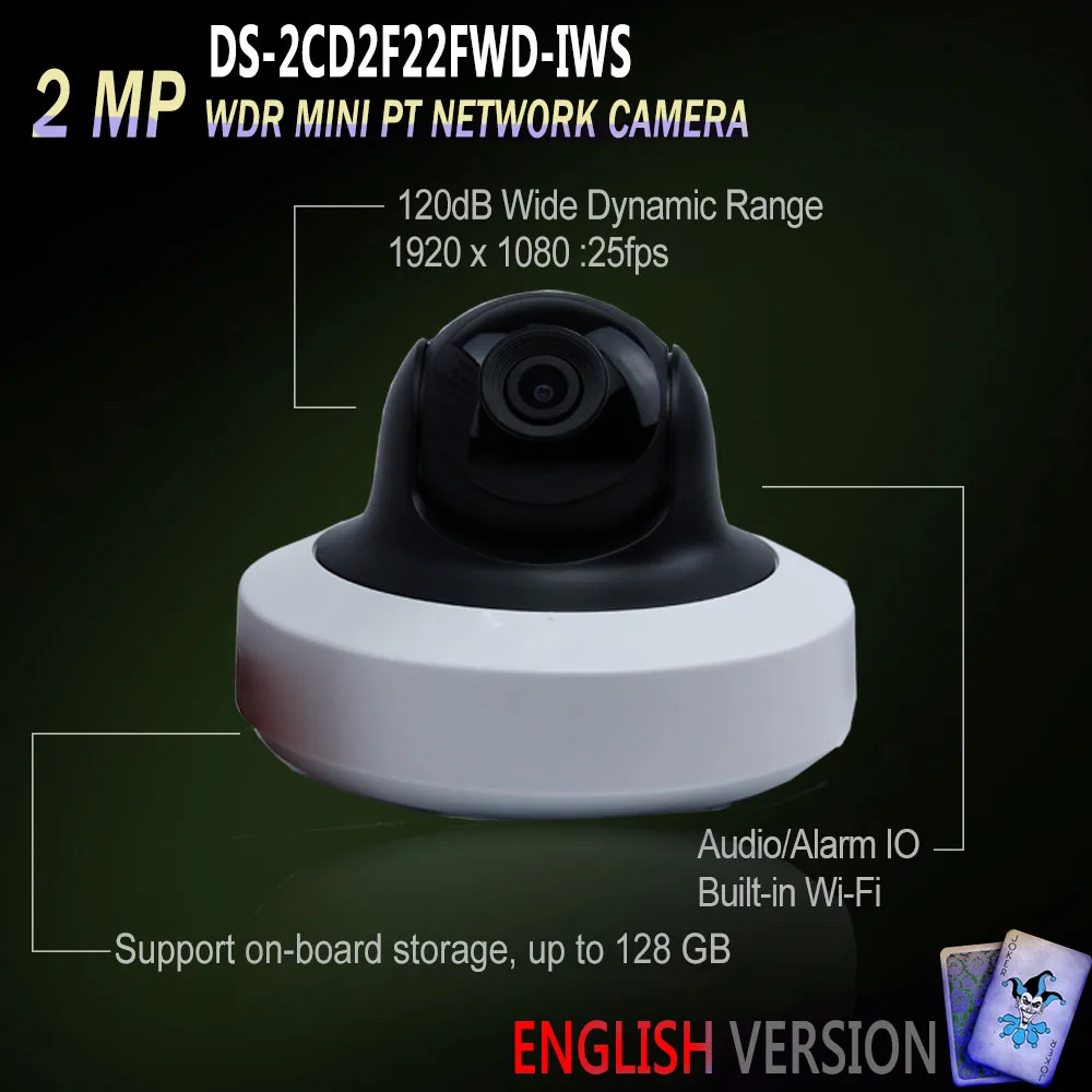 

Hikvision 2017 New CCTV Camera DS-2CD2F22FWD-IWS English Version IP housing 2MP mini dome PT cctv POE camera Upgradable