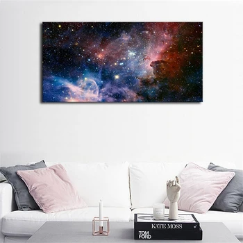 

Canvas Wall Art Nebula Starry Painting Pictures Panoramic Artwork Universe Stars Space Wall Art for Home Office Decor Dropship
