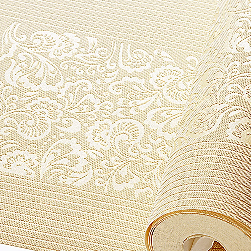 Бежевая желтая рельефная текстура цветочный полосатый настенный рулон бумаги для стены спальни современная роскошная настенная бумага домашний Декор Гостиная