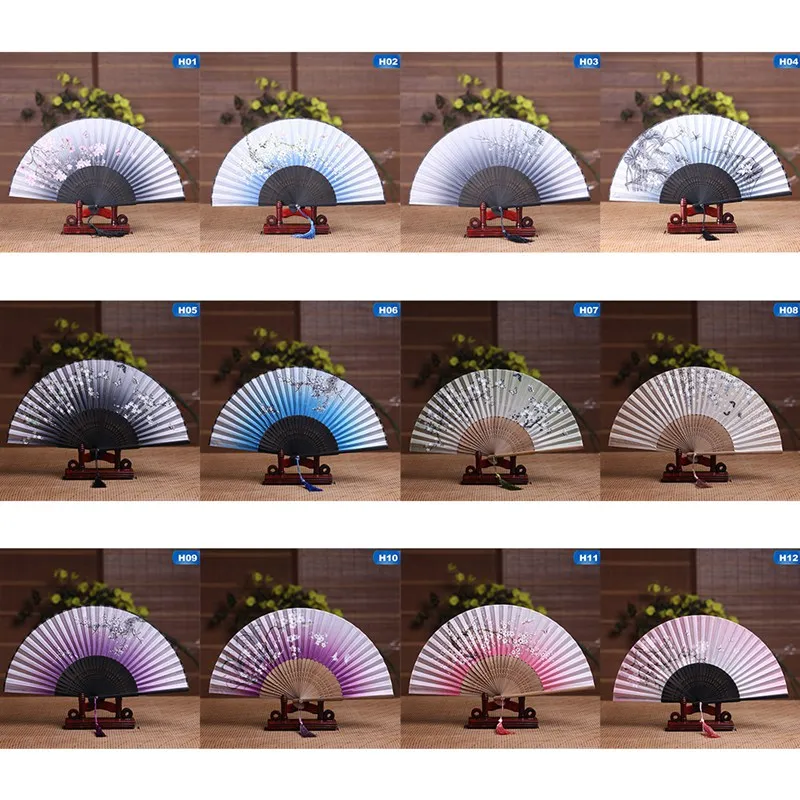 

Summer Vintage Bamboo Folding Hand Held Flower Fan Chinese Party Pocket Gifts Wedding Gifts Retro Style Fan High Quality