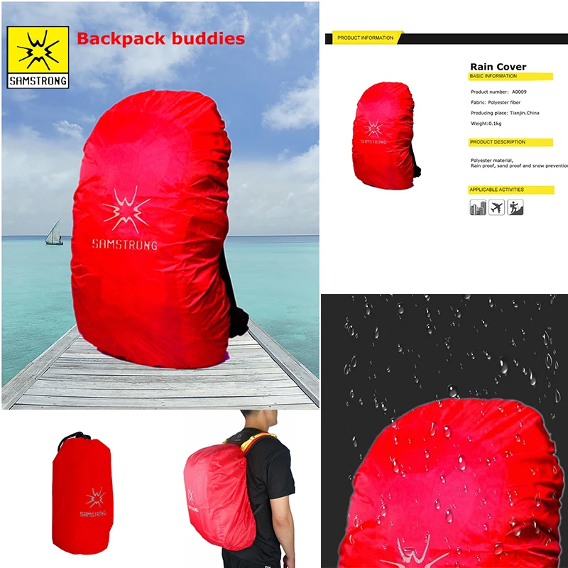 

Samstrong Waterproof Rain cover Backpack Outdoor Mud Dust Cover Bag Climbing Hiking Travel Kits Suit For 20L-35L-50L-75L