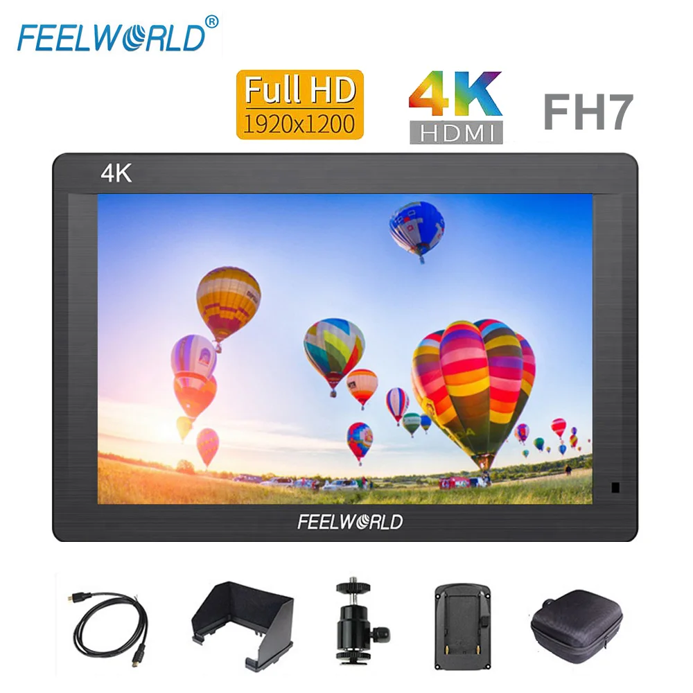 

Feelworld FH7 7 inch DSLR Camera monitor 4k HDMI input output IPS Full HD 1920x1200 LCD Screen for Portable video Stabilizer
