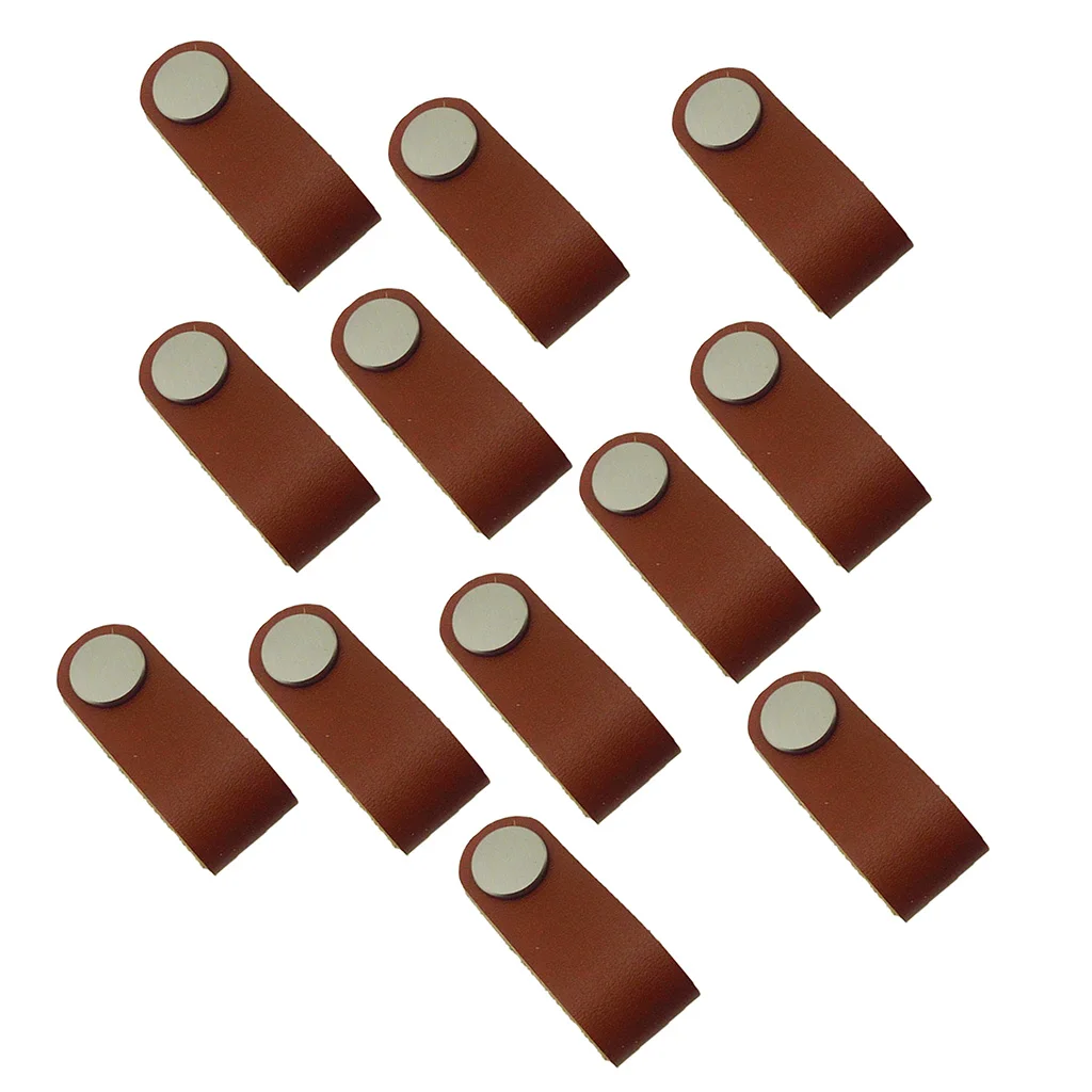 12x Handmade Leather Suitcase Handle Drawer Cabinet Leather Handle Pulls Knob