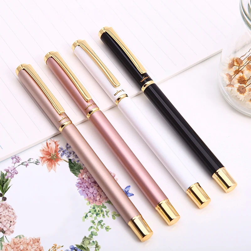 

2pcs Winning Fountain Pen 0.5mm Fine Nib Gold Clip Student Writing Practice Ink Pens School Office Supplies Business Gift