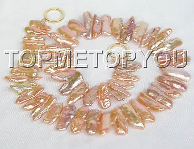 

Free Shipping>>new hot 18" 24mm natural pink Biwa pearls necklace E1321