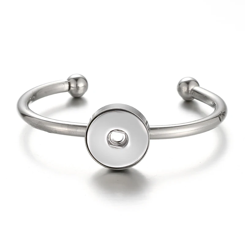 

SG0061 New Simple 316L stainless steel snap Bangles Bracelets 60mm fit 18MM snap buttons wholesale