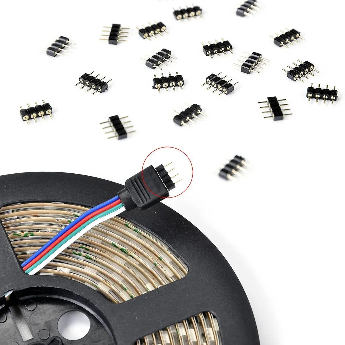 Ezusin для выведения токсинов, 40 шт 4-контактный кабель со штыревыми соединителями на обоих концах для подключения RGB 5050 3528 Светодиодные ленты фонари разъемы