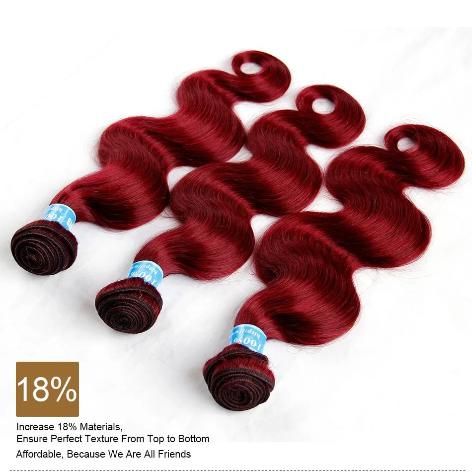 Burgundy  peruvian body wave virgin human hair weave (4)