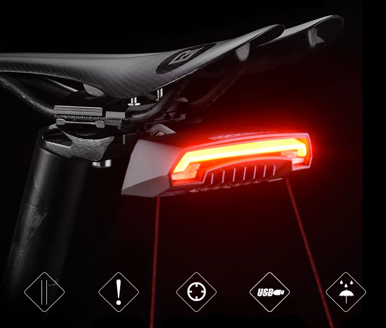 Flash Deal ROCKBROS Bike Bicycle LED Seatpost Tail Light Wireless MTB Safety Warning Bike Waterproof Intelligent Remote Control Rear Lamp 11