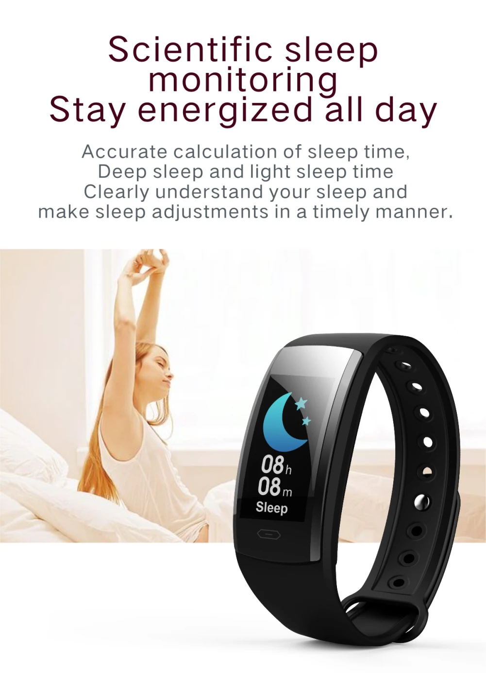 QS90 Plus Blood Pressure Smart Bracelet Heart Rate Monitor Blood Oxygen Monitor IP67 Fitness Tracker for Andriod IOS VS QS80