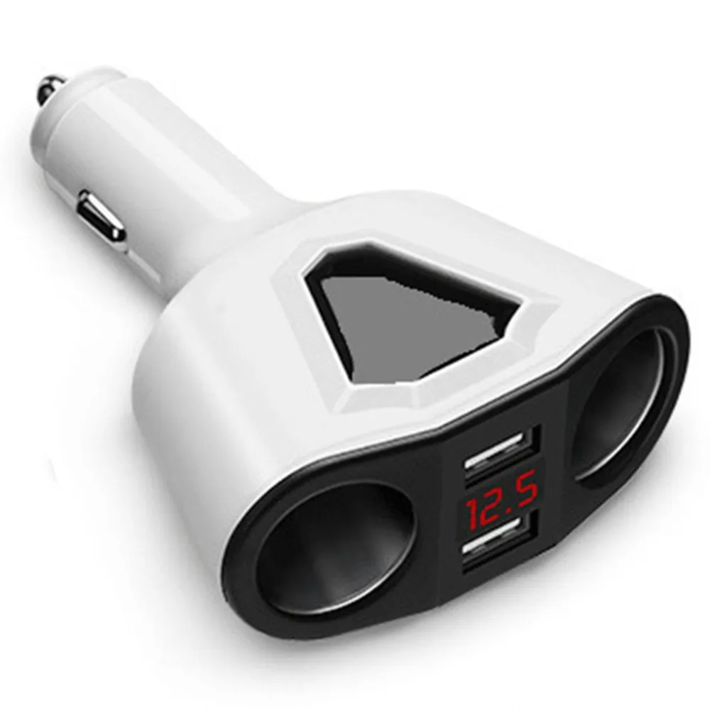 Автомобильное зарядное устройство цифровой дисплей автомобиля прикуриватель двойной зарядное устройство USB для мобильного батарея для зарядки телефона контроль напряжения