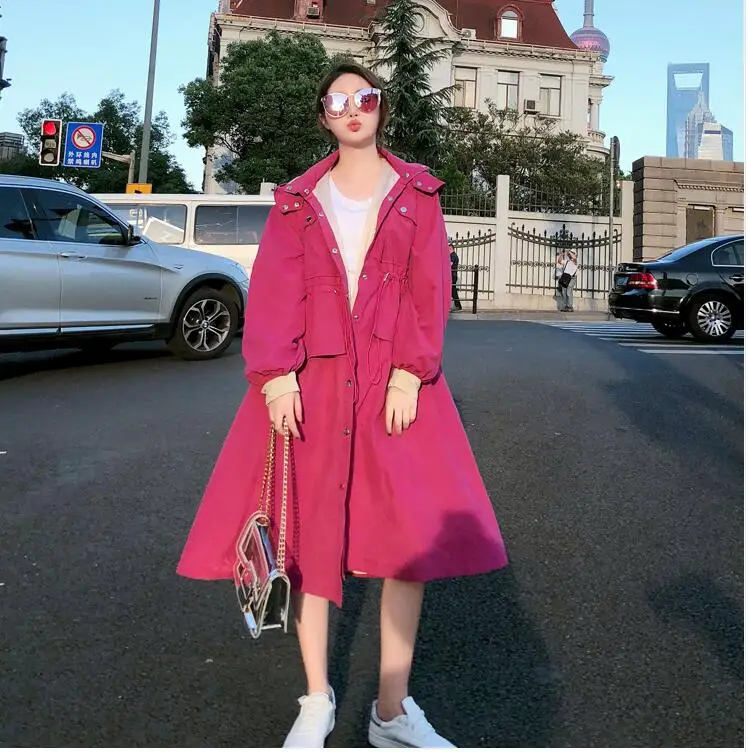 2019 Marque Lâche Nouvelle Surdimensionné Chic Femmes Femme Mode Royaume automne Coupe Automne Trench coat uni Décontracté vent 5qIABB