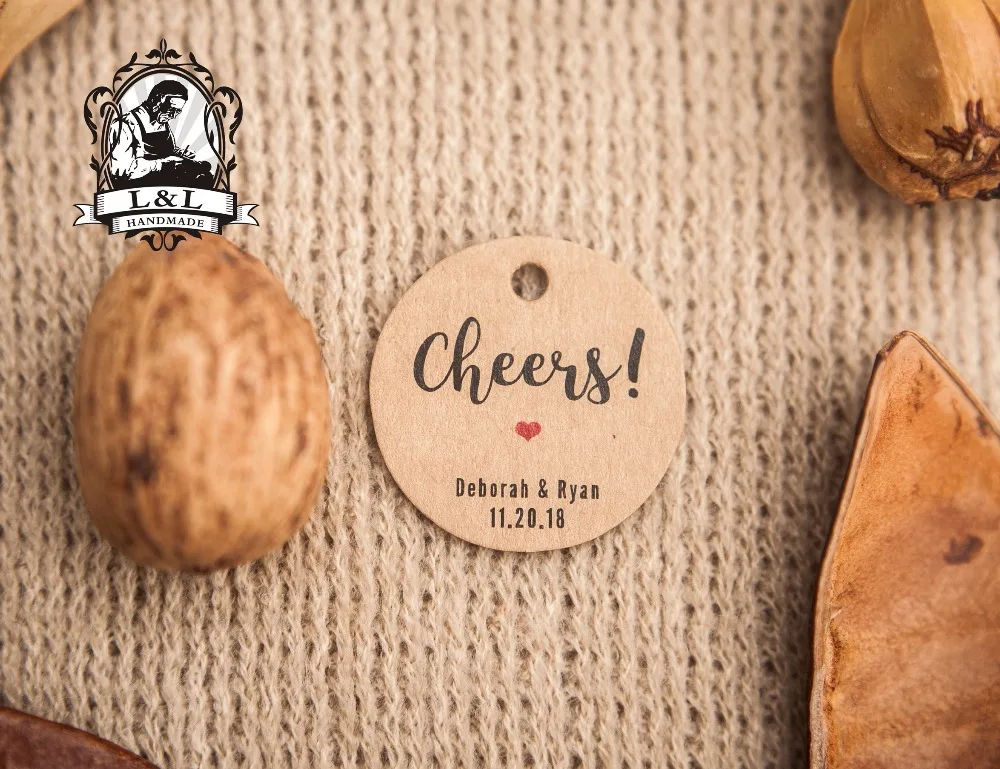 

200 pcs 3.5cm round kraft/white paper label cheers tag wine tag rehearsal dinner bachelorette party favors tags hen weekend tag