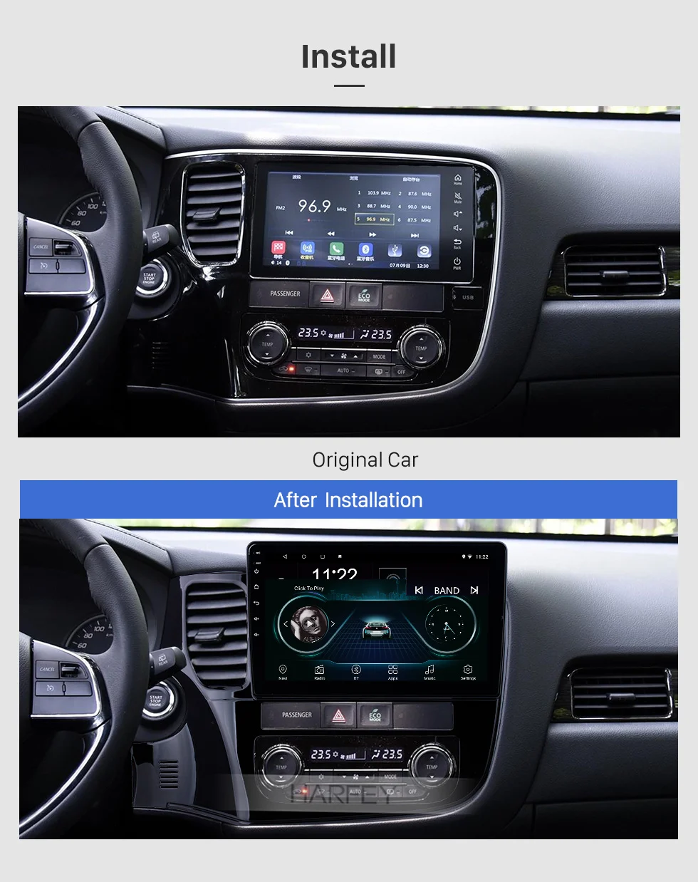 Best Harfey GPS Navi 10.1" HD Android 8.1 Bluetooth Auto Stereo for Mitsubishi OUTLANDER 2014-2017 support 3G WIFI OBD DVR USB SWC 1