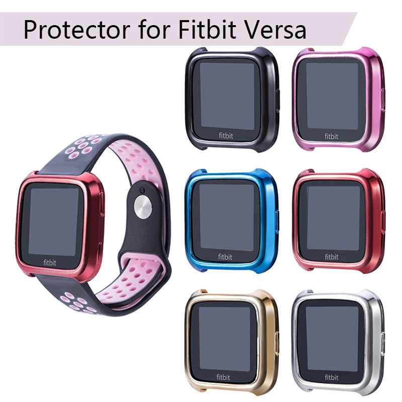 

Electroplated TPU Protective Cover Case Watch Shell Frame Housing Guard Protector for Fitbit Versa Smart Watch Skin Accessories