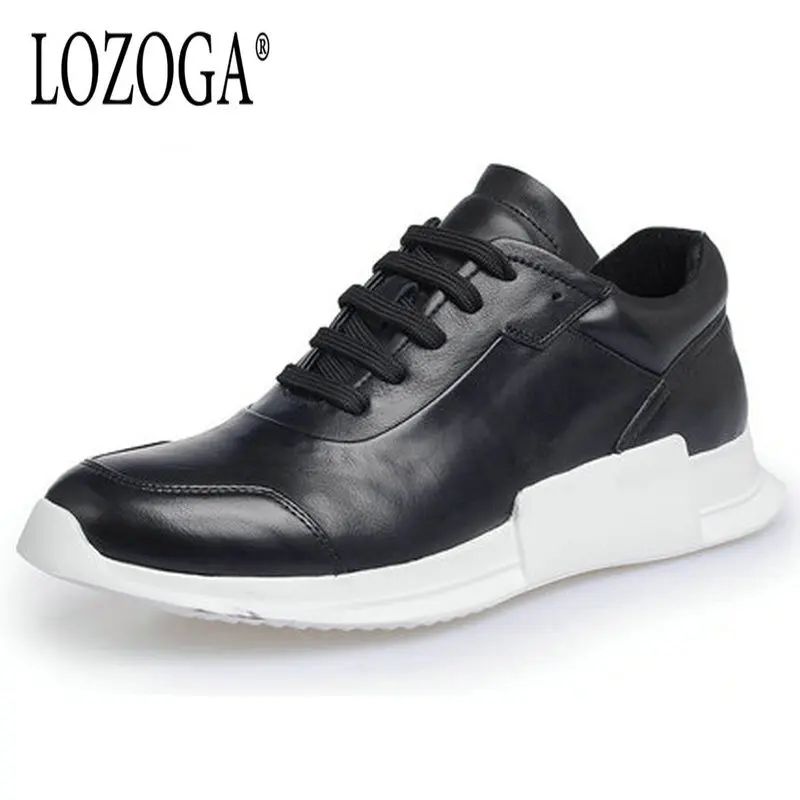 

LOZOGA Luxury Brand Men's Shoes Genuine Leather Men Casual Shoes Comfortable Lace Up Breathable Fashion Sneakers Flat Shoes