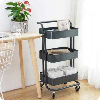 

Nordic creative three-tier storage rack floor finishing storage rack removable trolley storage rack WF4021002