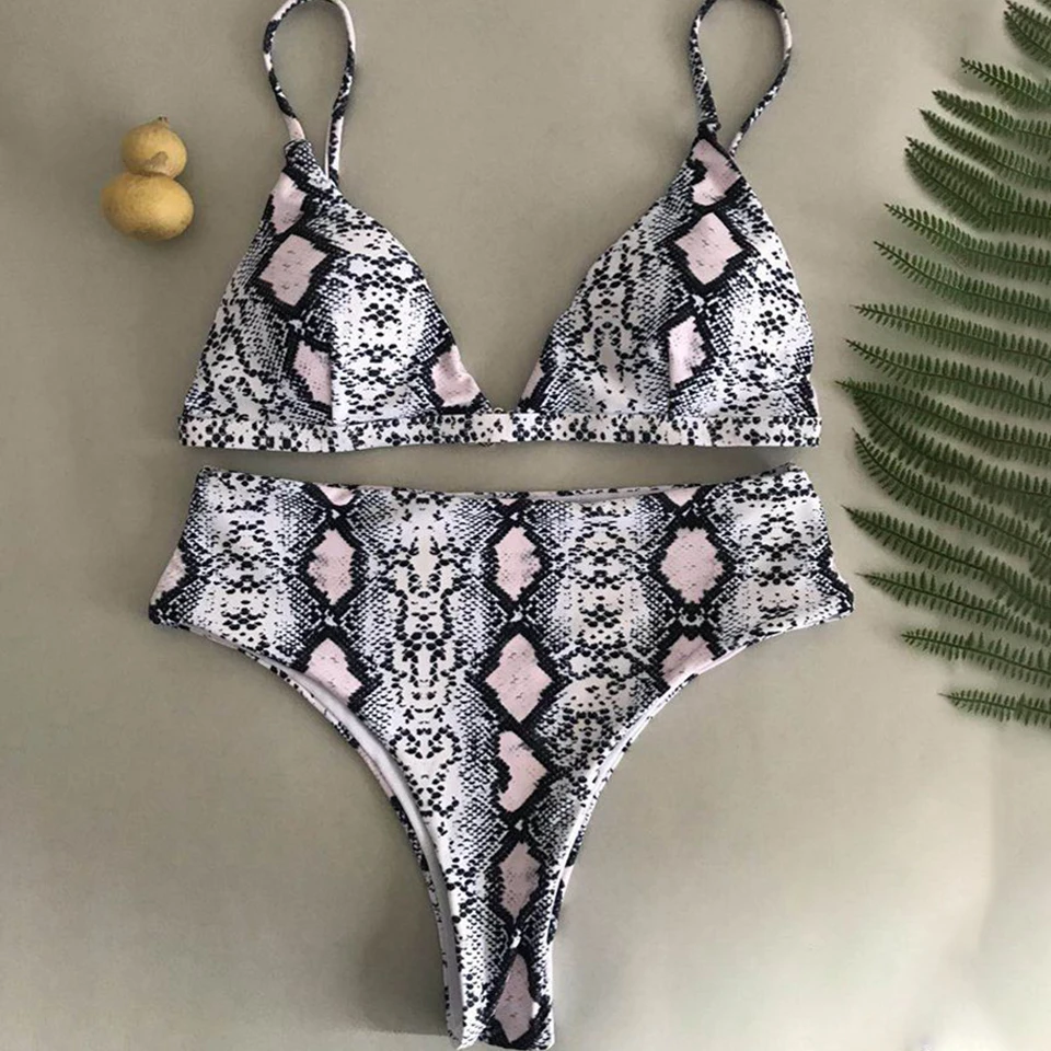 Стринги Высокая Талия бикини с леопардовым принтом змея Купальник high Cut Bikini сайт