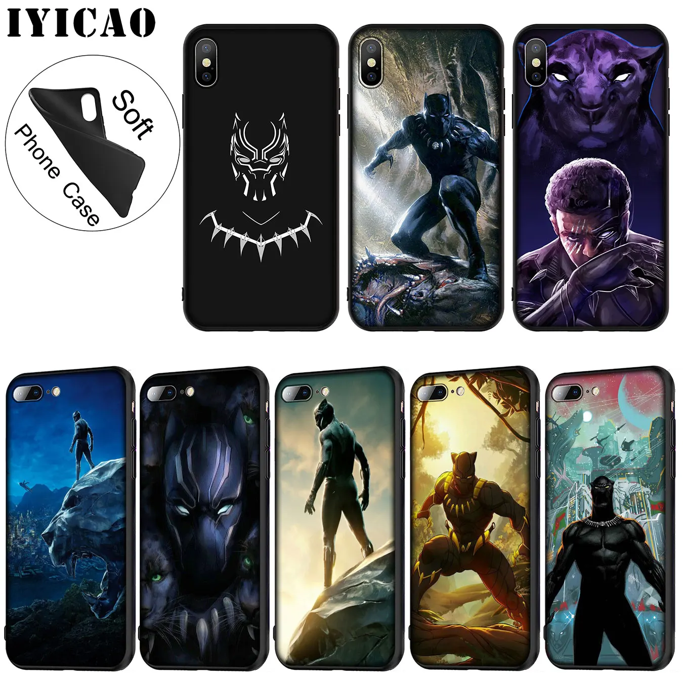 IYICAO Черная пантера Marvel Мягкий силиконовый чехол для телефона iPhone XR X XS 11 Pro Max 6 6S 7 8