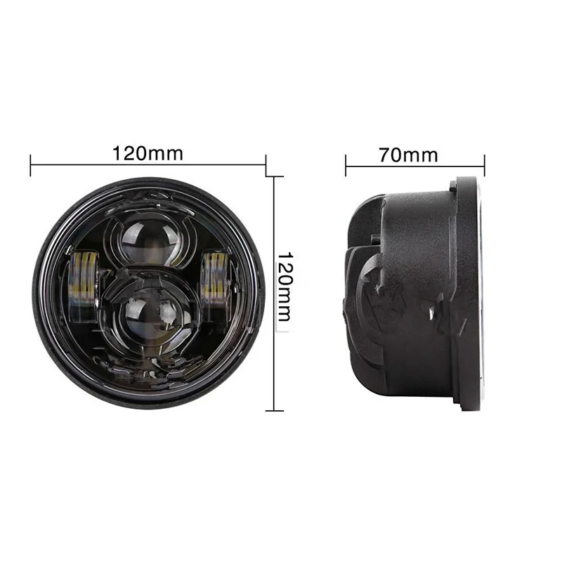 Pair Motors Headlight Fat Bob LED Driving Lamp 5 inch Motorcycle High  Low Beam Headlight for Harley Dyna Fat Bob (5)