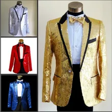 Stylish Men’s Casual Dress Costume Slim Set Men’s Set Lapel Sequins Tail Dresses Custom Tops and Pants