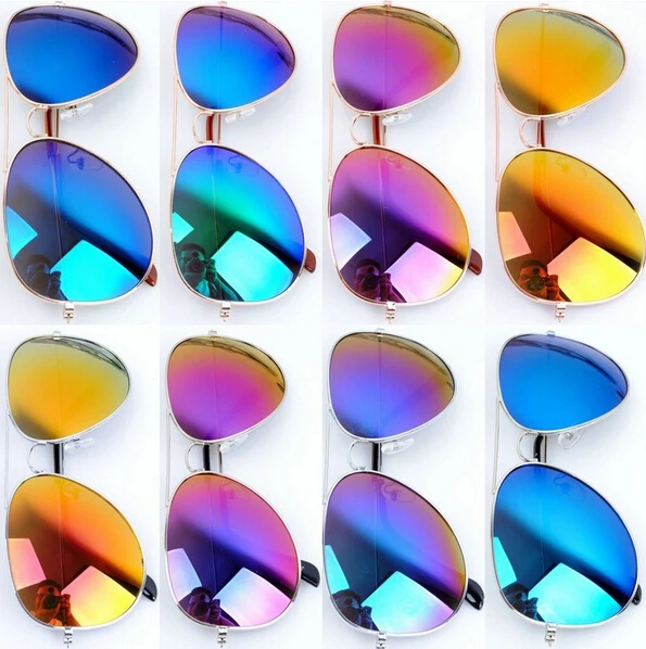 

2016 NEW Women&men Multicolor Reflective lens Metal Frame sunglasses Fashion Oculos de sol Gafas eyewears Free Ship GL-5227