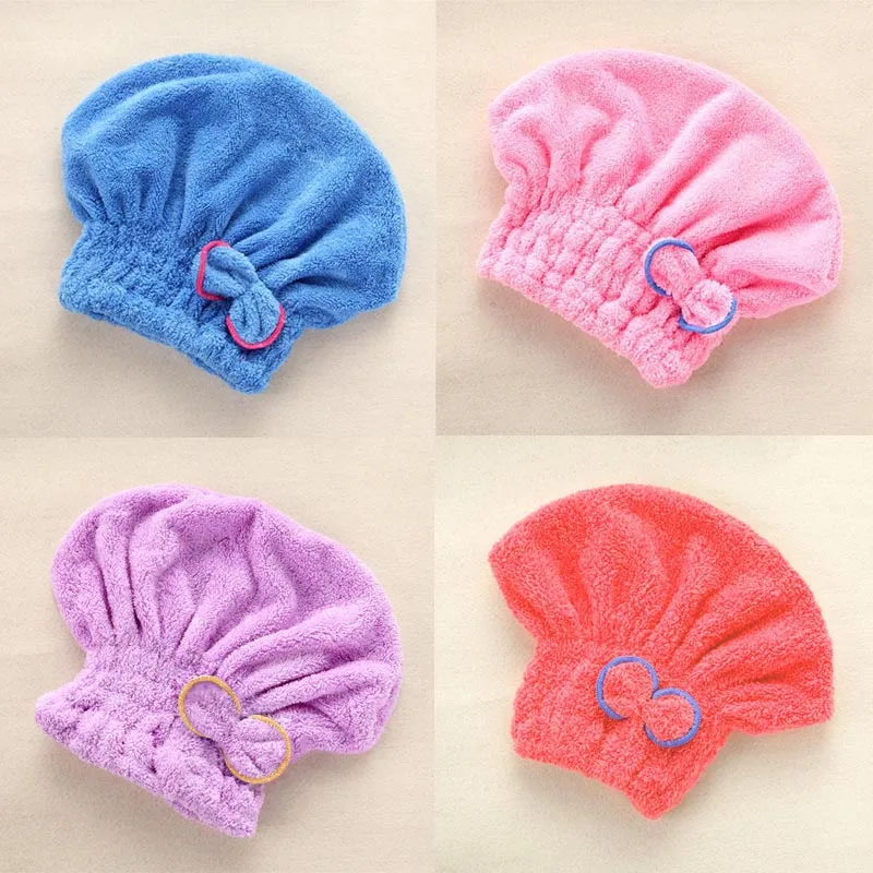 

Fashion Cute Bath Spa Bowknot Wrap Towel Microfibre Quick Hair Drying Hat Cap For Bath Bathroom Accessories @LS