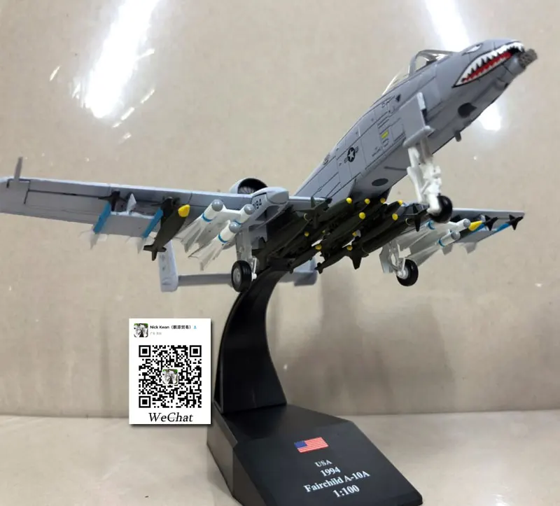 WLTK 1/100 масштаб A-10 Thunderbolt II Warthog Штурмовик 23-й TFW Летающие тигры литая под давлением металлическая модель истребителя игрушка для коллекции