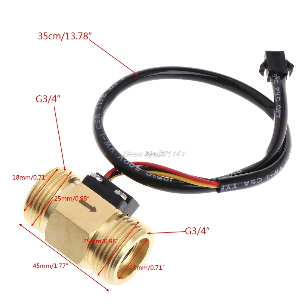 Высококачественный датчик расхода G3/" DN20 медный Холл с эффектом жидкости, датчик расхода воды, измеритель, Dec12, Прямая поставка