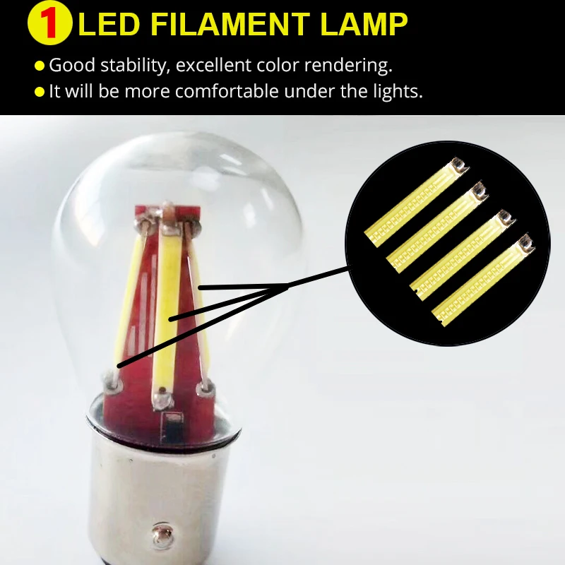 2 шт. 4 филамента чип LED P21W Ba15s Bay15d Автомобильный свет 1156 1157 P21/5 Вт авто автомобиль