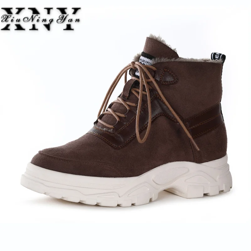 

XIUNINGYAN Women Shoes 2018 Winter Shoes Keep Warm Women Lace up Casual Shoes Basket Femme Sneakers Female Warm Fur Unisex Shoes