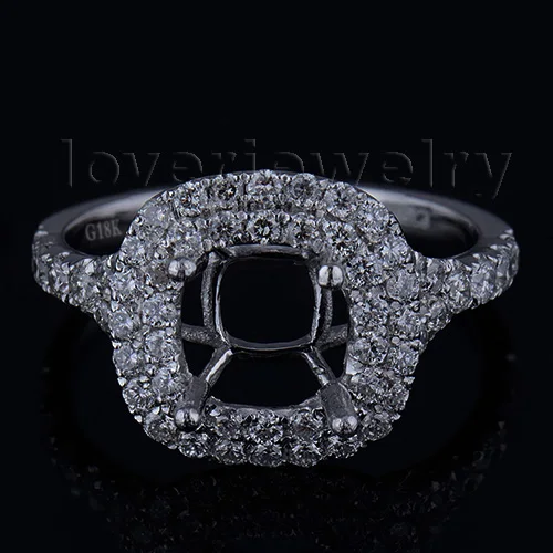 

Fantasy Cushion 7x7mm Platinum Full Cut Diamond Semi mount Wedding Engagement Ring SR232