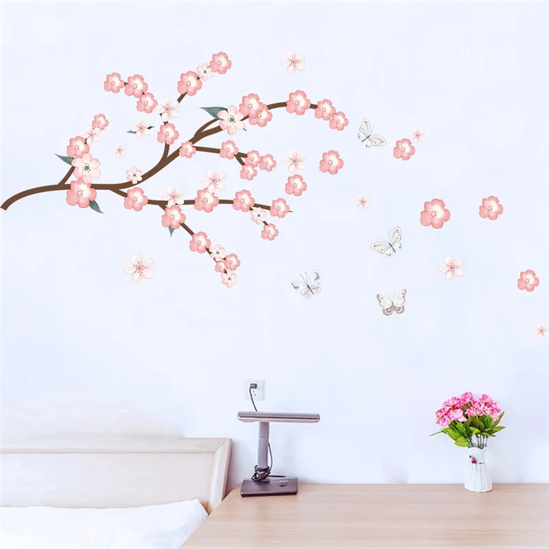 3d Vivid Branch Flower Wall Stickers Living Room Bedroom Window Wall