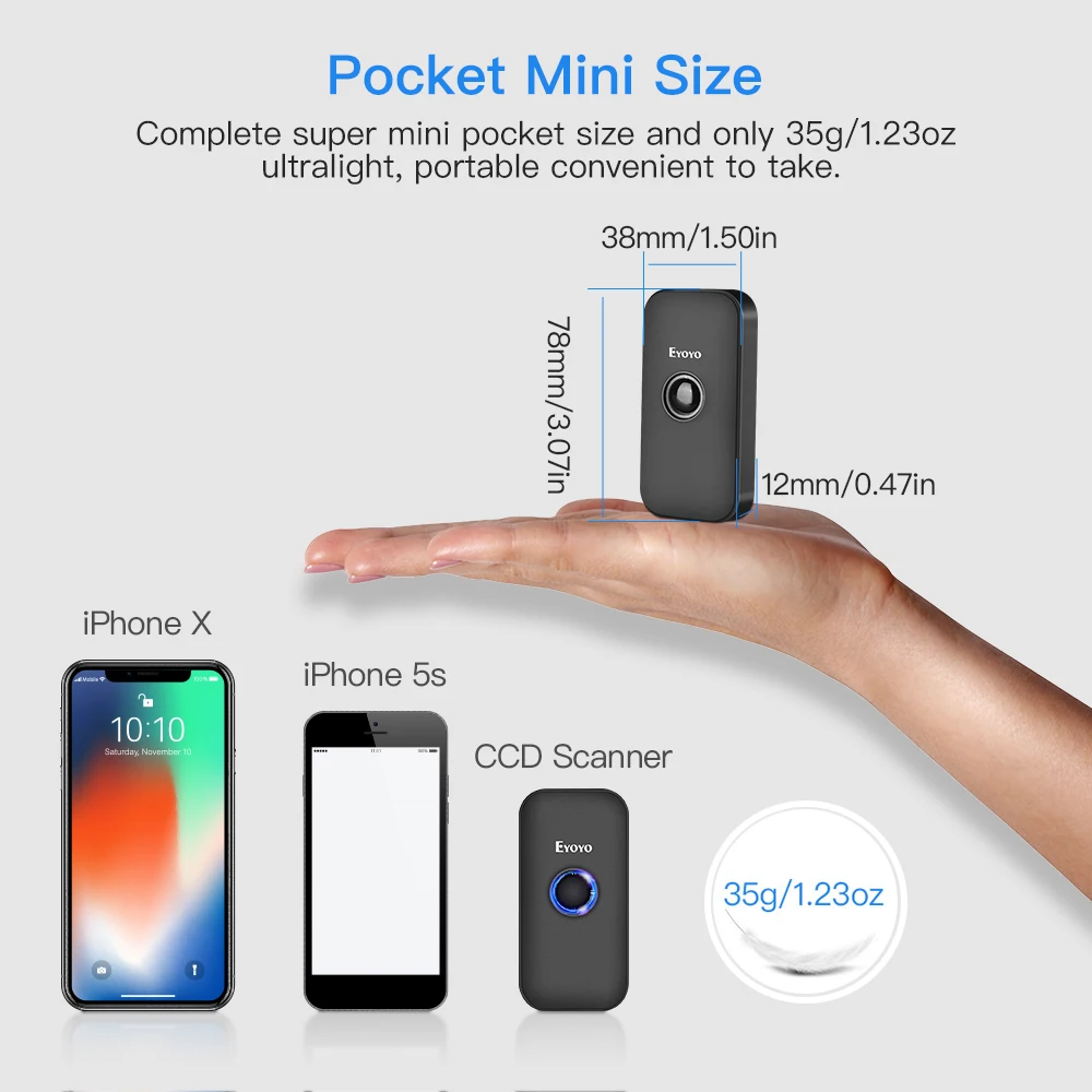 Eyoyo EY 009C сканер штрих кода bluetooth CCD 2 4 г карман Беспроводной и проводной мини