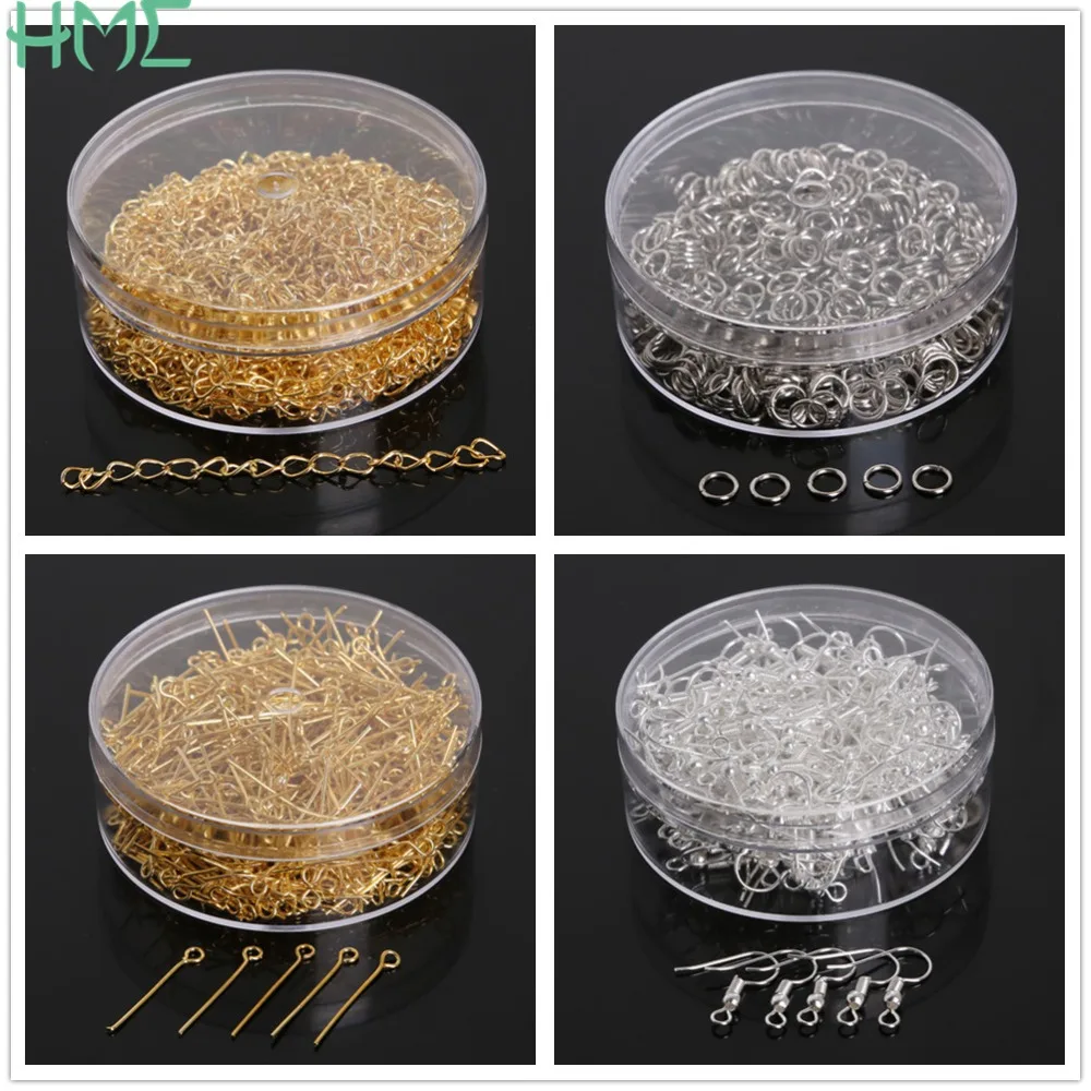 

1Box Iron Chains Crimp End Caps Crimp Beads Buckle Pins Single Ring For Jewelry Making DIY Necklace Bracelet Earring Handmade