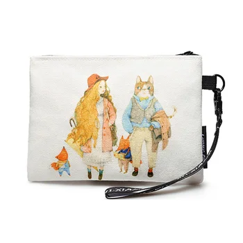 

cute borsa per make up canvas zipper bag pochette travel makeup bag organizer geometric cosmetic bag kids necesr viaje phone bag