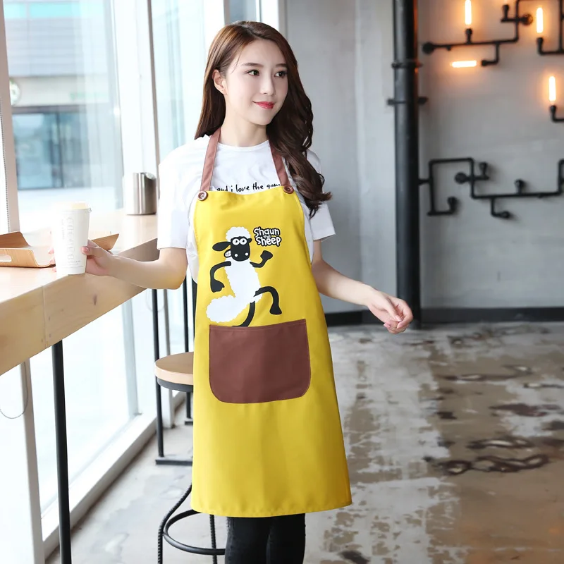 2018 BBQ Cute Canvas Lamb aprons Multi-color Mosaic senior Kitchen apron for Women Man Cooking coffee family Waitress Cleaning