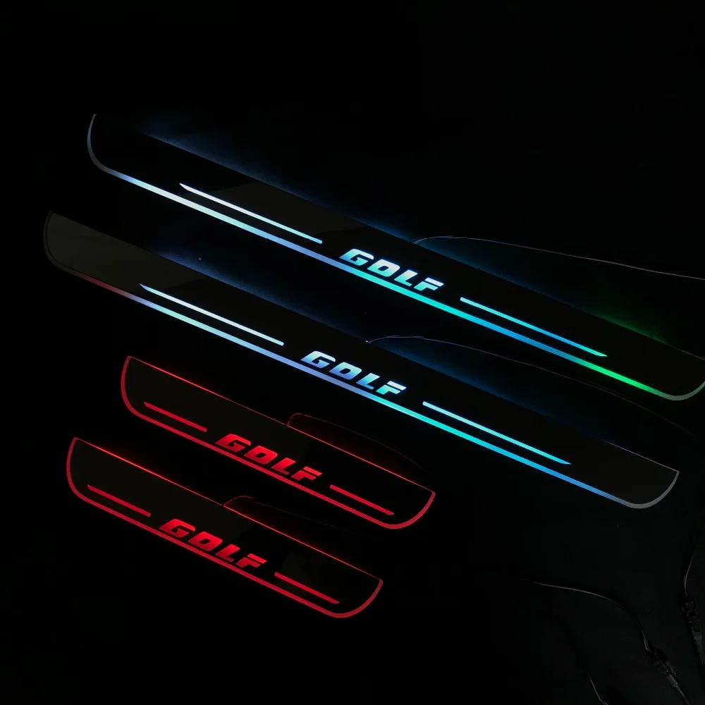 RQXR led движущиеся двери потертости для Volkswagen golf 4 5 6 7 динамический порог пластина плоский накладной поток/натюрморт свет, 4 шт