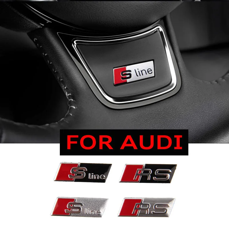 AUDI Steering Wheel 3D Sticker Emblem Decoration Metal Badge S-line AUDI Steering Wheel 3D Sticker Emblem Decoration Metal Badge S-line