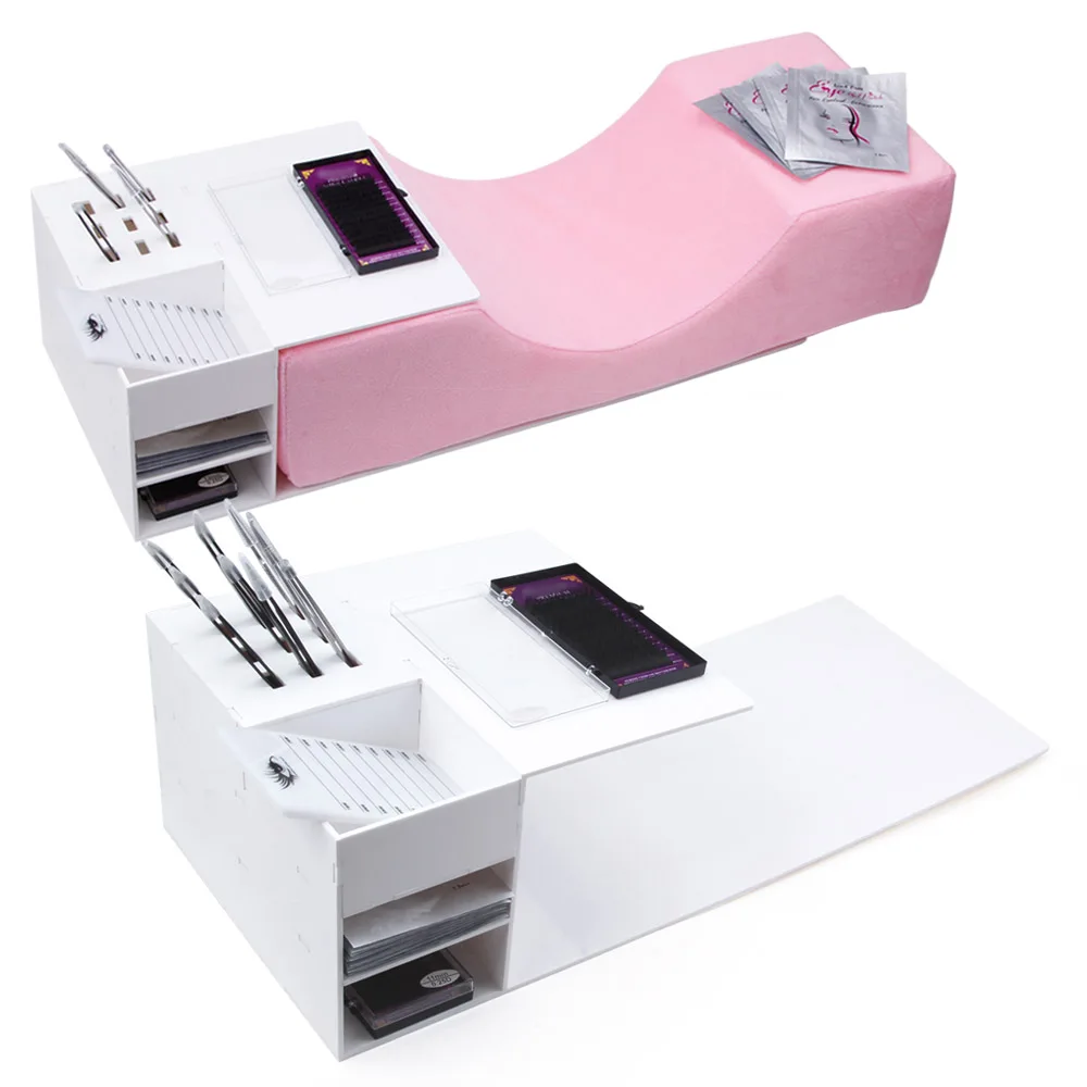

Grafting Eyelash Extensions Pillows Leather And Flannel Special Pillow With Organizer Shelf For Eyelash Extension Make Up Tool