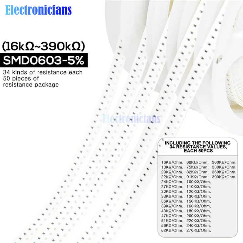1700 шт./лот 0603 SMD резистор 0R 10 м Ом 5% 1/10 Вт 0 25 чип сопротивление фиксированный набор