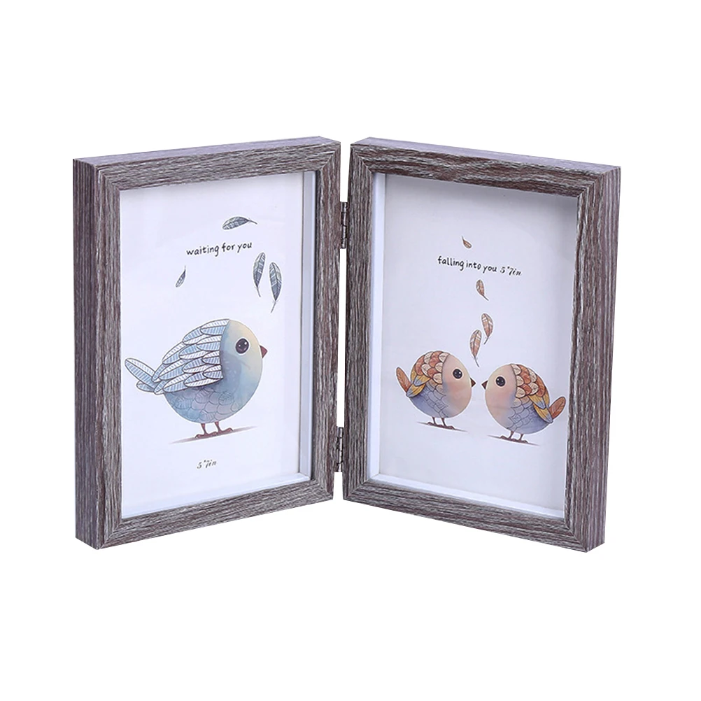

4x6 Inch Fashion Simple Wooden Picture Frame Double Rectangular Photo Frame (Light Grey)