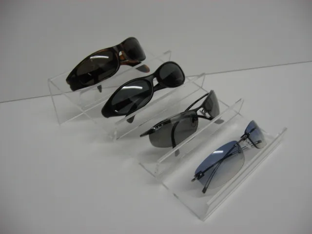 Clear Acrylic SUNGLASSES DISPLAY RACK Eyewear Holder Pack 1 or Pack 4 