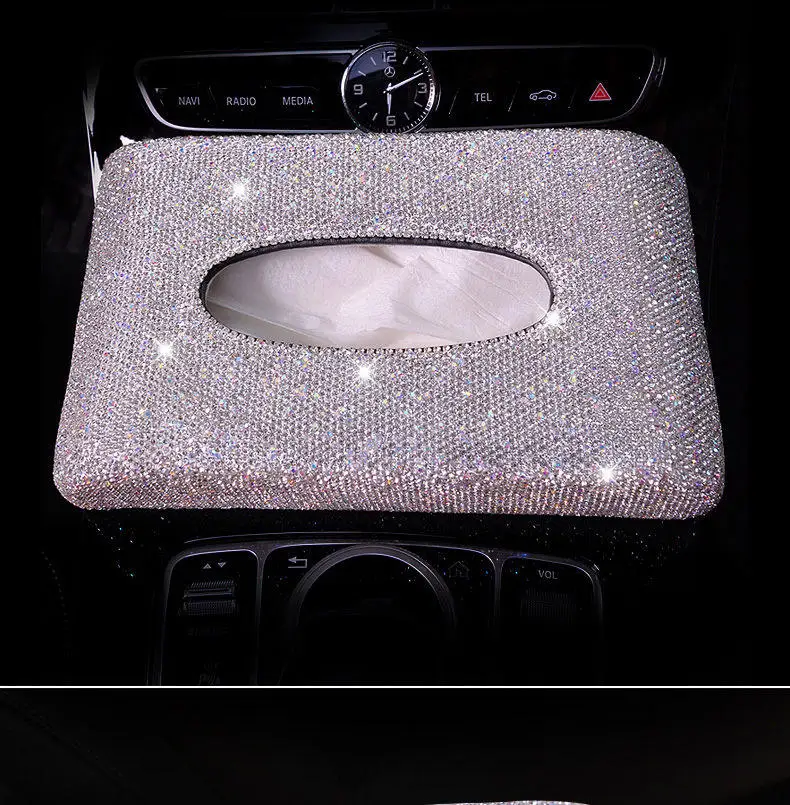Роскошный Кристалл инкрустация с полными бриллиантами тканевая коробка мерцающее сиденье tissuel коробка со стразами домашний Автомобиль декоративное украшение
