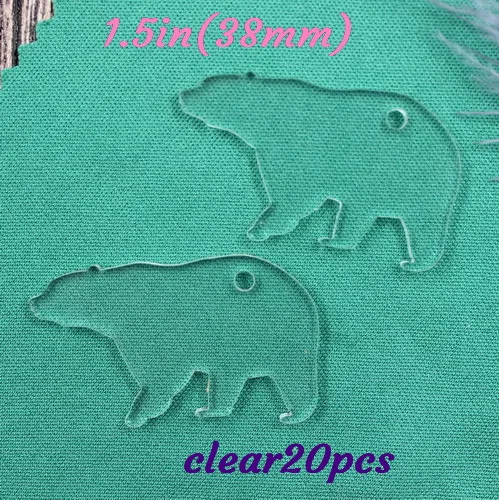 1.5in/3in изображение медведя, выполненное акриловыми красками аксессуары для ключей черный, белый, розовый цвет/матовое/зеркало/прозрачный брелок-AC1052 - Цвет: 1.5in clear -20pcs