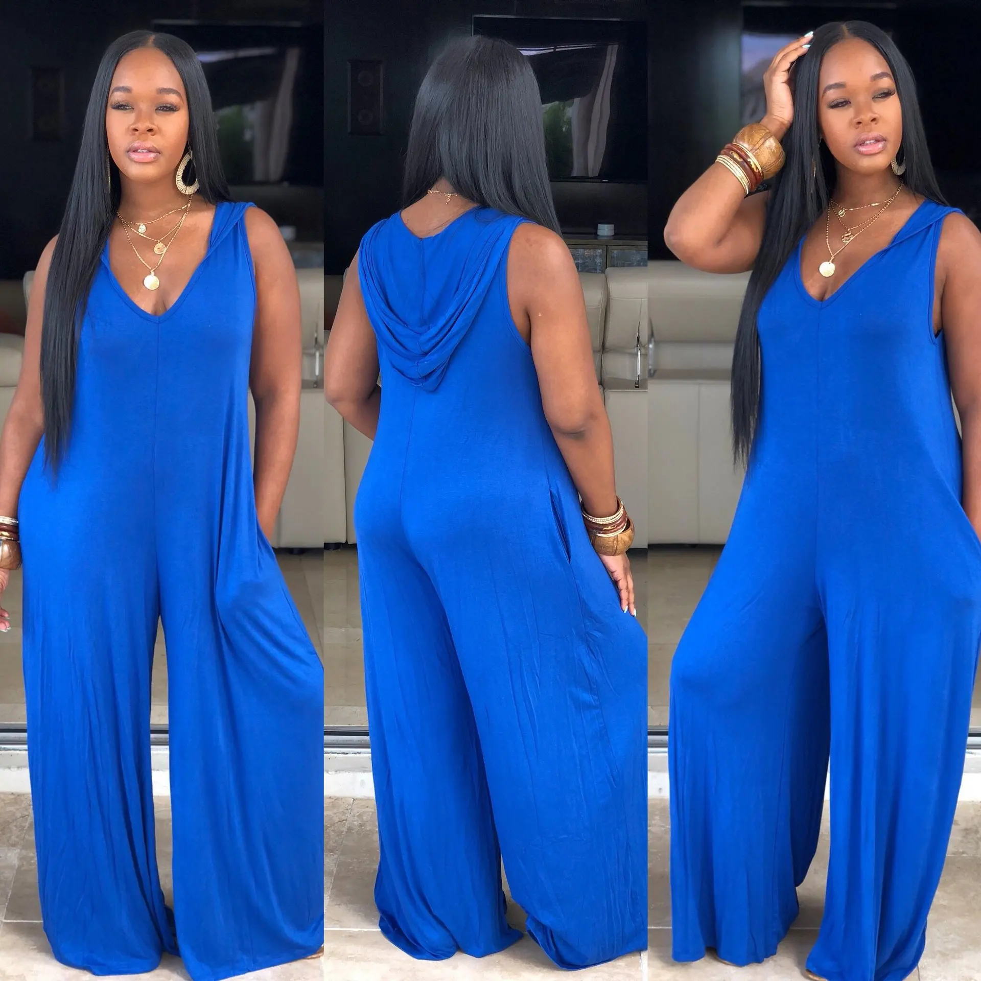 Womens Sexy Spaghetti Summer Sleeveless Jumpsuit Strap Wide Legs V-Neck Female Womens Sexy Spaghetti Summer Sleeveless Jumpsuit Strap Wide Legs V-Neck Female